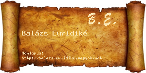 Balázs Euridiké névjegykártya